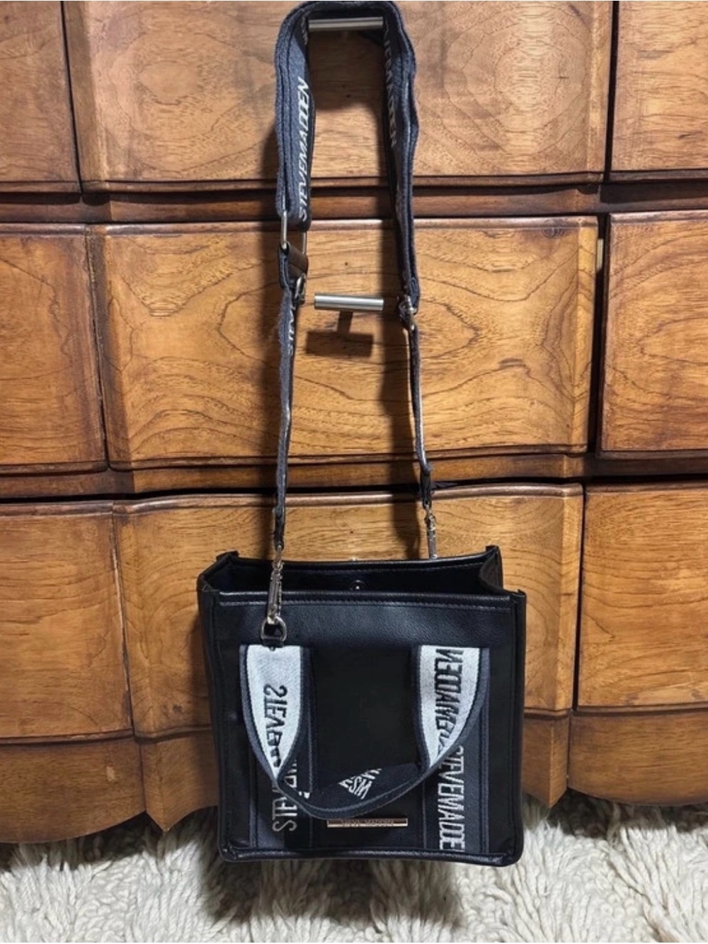 Steve Madden Black Crossbody Bag with Branded Webbing Strap
